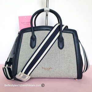 KATE SPADE Knott Canvas & Pebbled Leather MEDIUM Satchel- Blazer Blue 🎈$198. ⭐